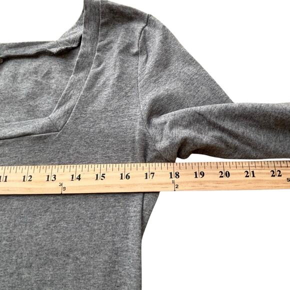 Boston Proper Square Neck 3/4 Sleeve Heather Gray Knit Top Size Medium - Picture 4 of 7